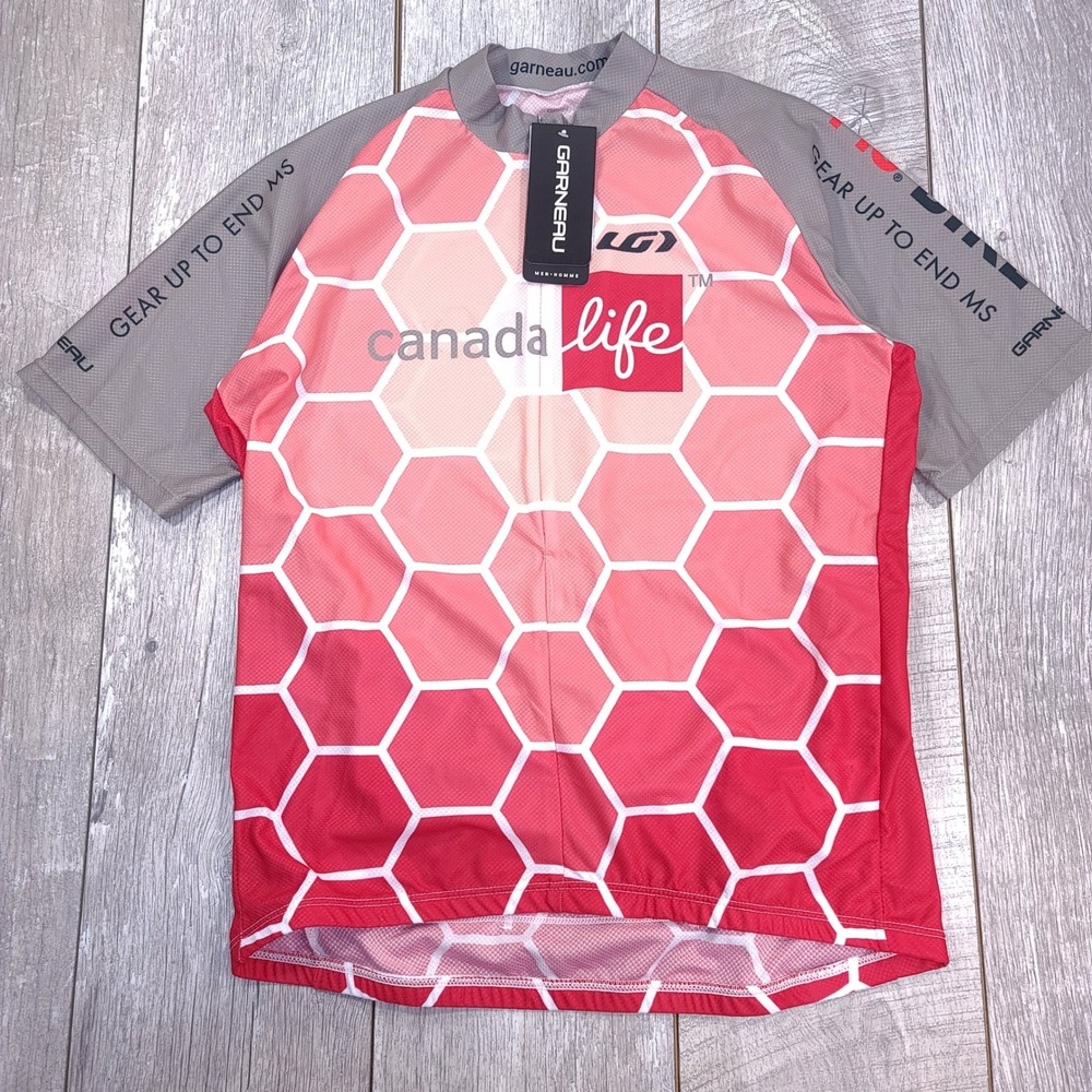 Garneau Cycling Jersey Mens Large Red Canada Life MS Bike Sport 8M20560
